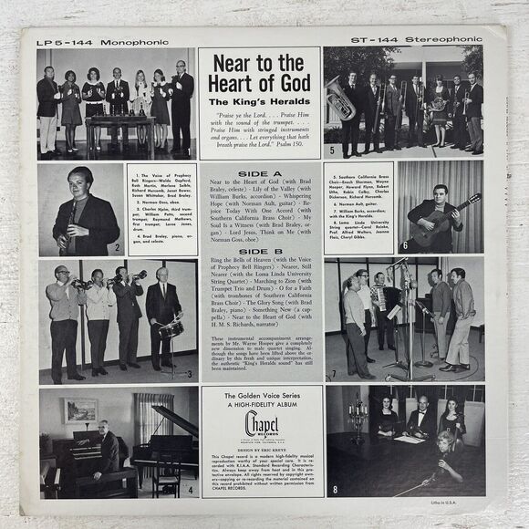 The Kings Heralds Near To The Heart Of God Vinyl LP Christian Gospel Chapel VG - Picture 2 of 7